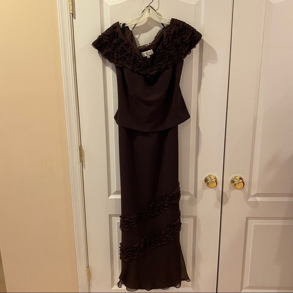 Brown Ruffled Gown